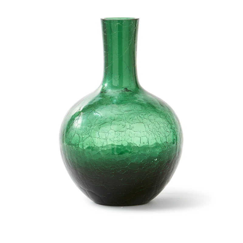 pols potten vaas Ball Body - glas crackled - Groen L