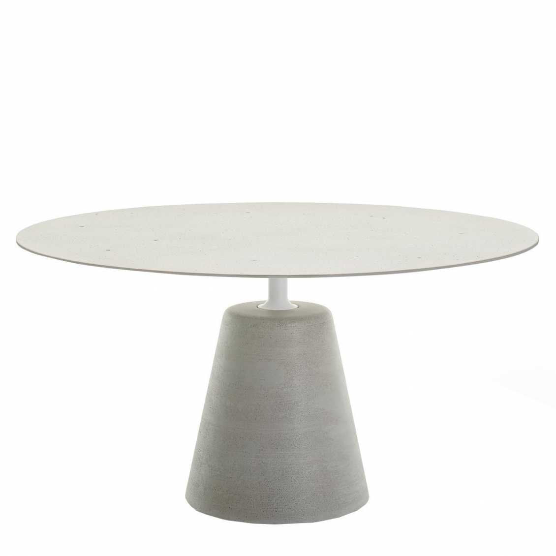 MDF Italia tafel Rock - Ø 140 cm. - stone chip cement wit