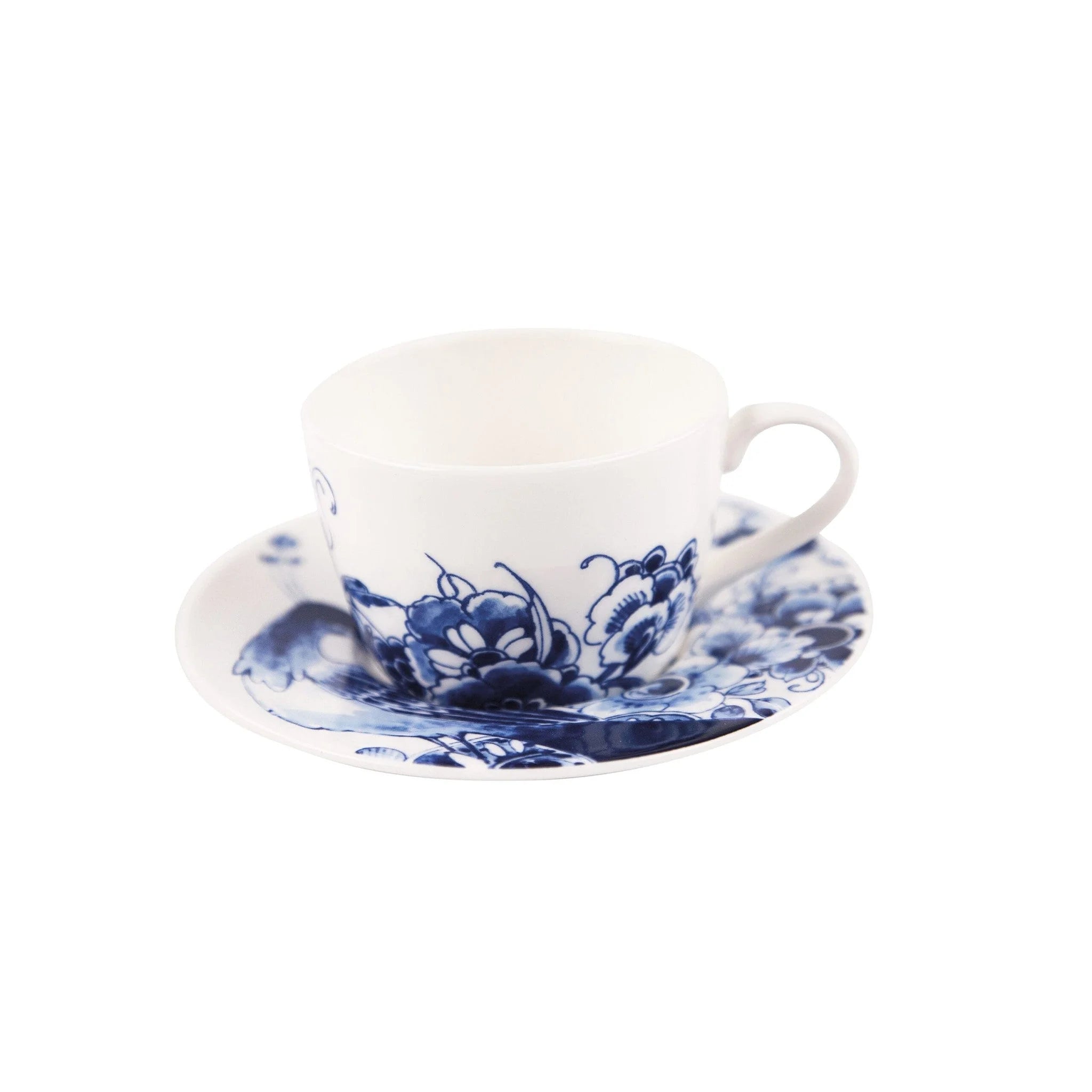 Royal Delft thee-/cappuccinokop & schotel set van 2 - Peacock Symphony - kop & schotel set van 2