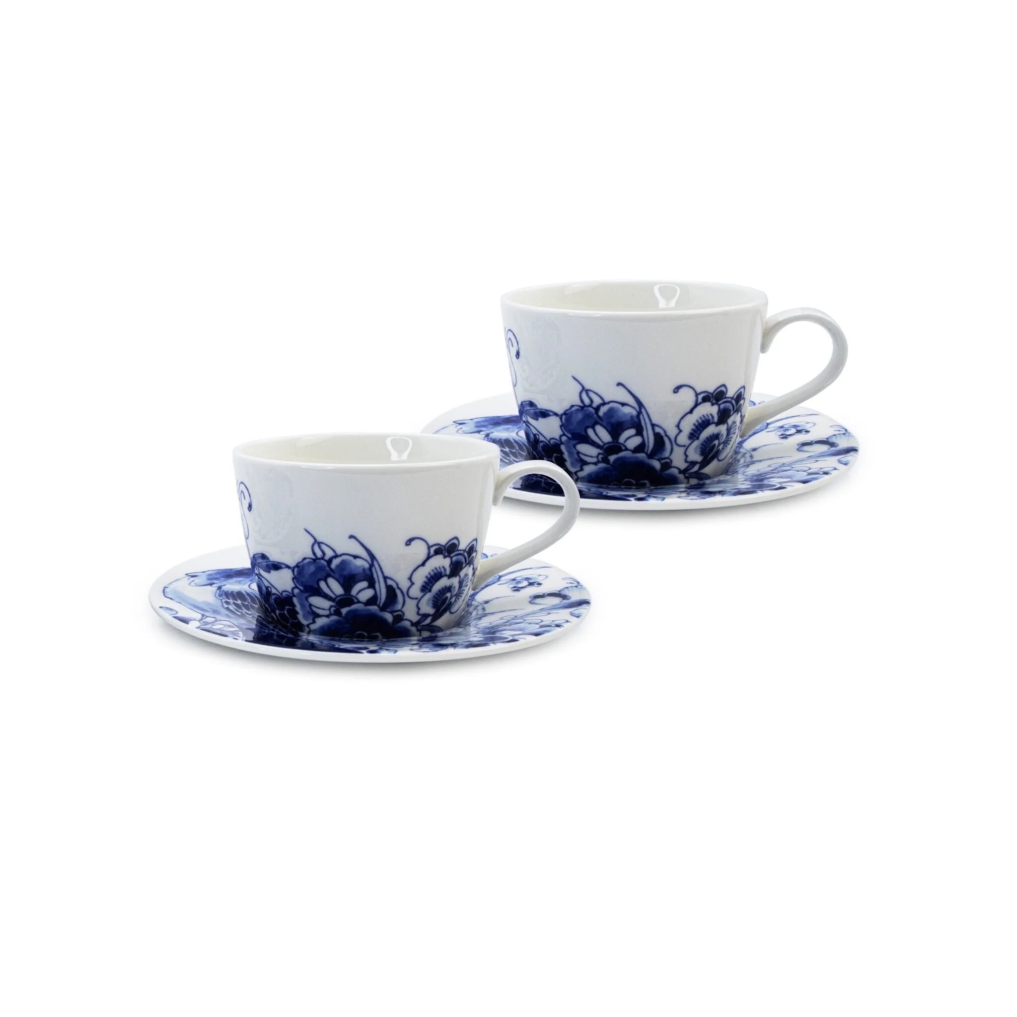 Royal Delft thee-/cappuccinokop & schotel set van 2 - Peacock Symphony - kop & schotel set van 2