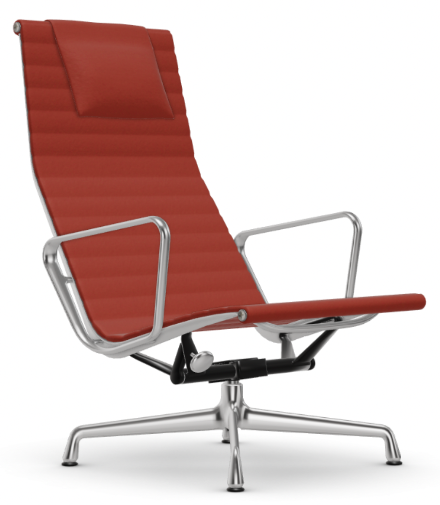 vitra Eames Aluminium Chair EA 124 - Hopsak - Hopsak 96 red/cognac