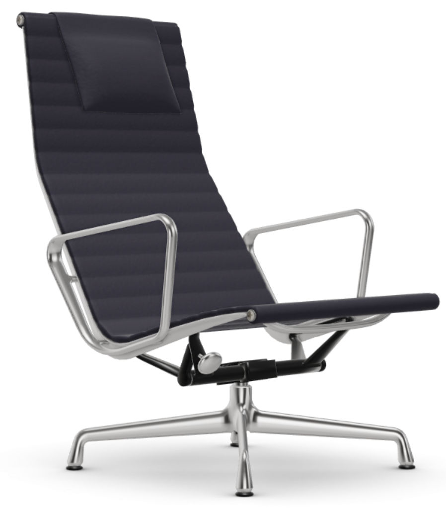 vitra Eames Aluminium Chair EA 124 - Hopsak - Hopsak 75 dark blue/brown