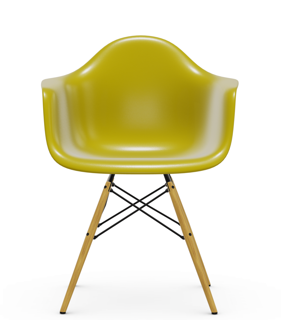 vitra Eames Plastic Armchair DAW RE - esdoorn licht - mustard RE