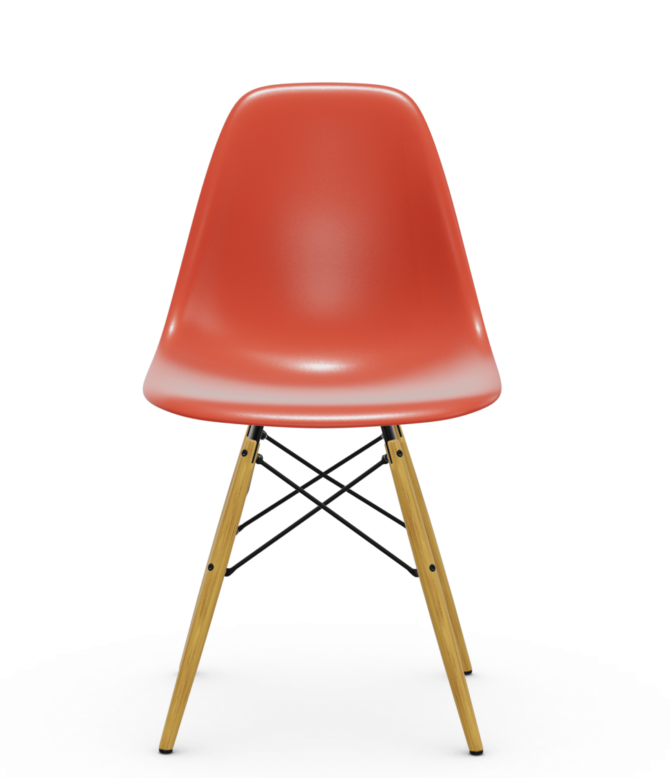 vitra Eames Plastic chair DSW RE - esdoorn licht - poppy red RE