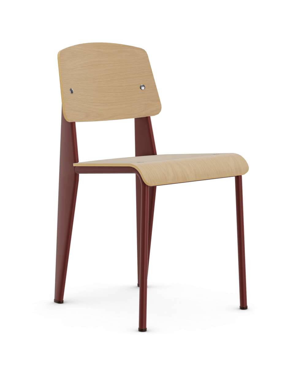 vitra stoel Standard - naturel eiken - Japans rood