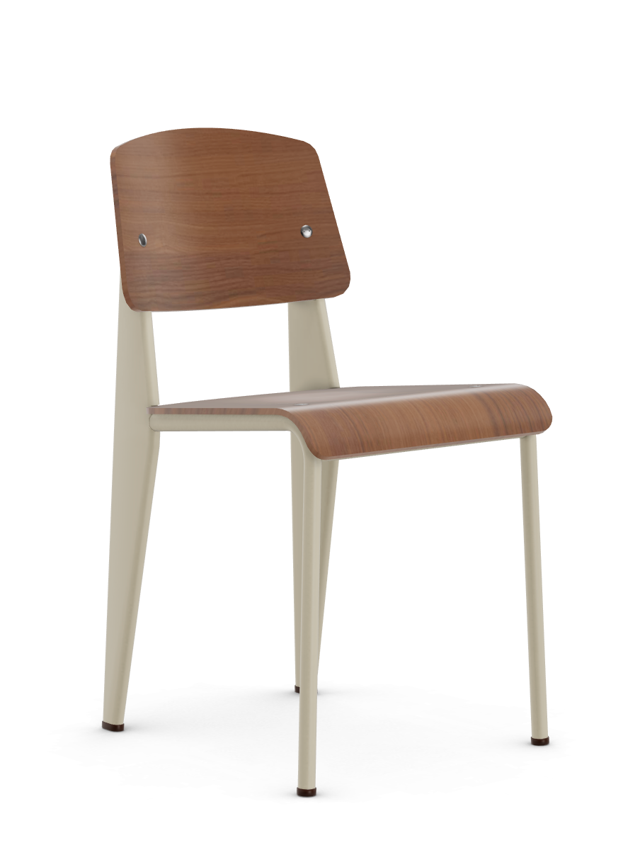 vitra stoel Standard - notenhout - Prouvé blanc