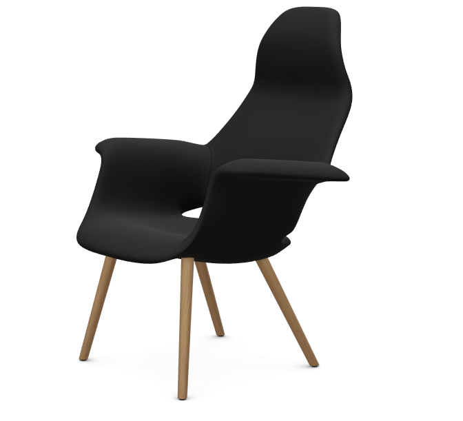 vitra fauteuil Organic Highback - onderstel essen naturel - essen naturel - Tonus zwart