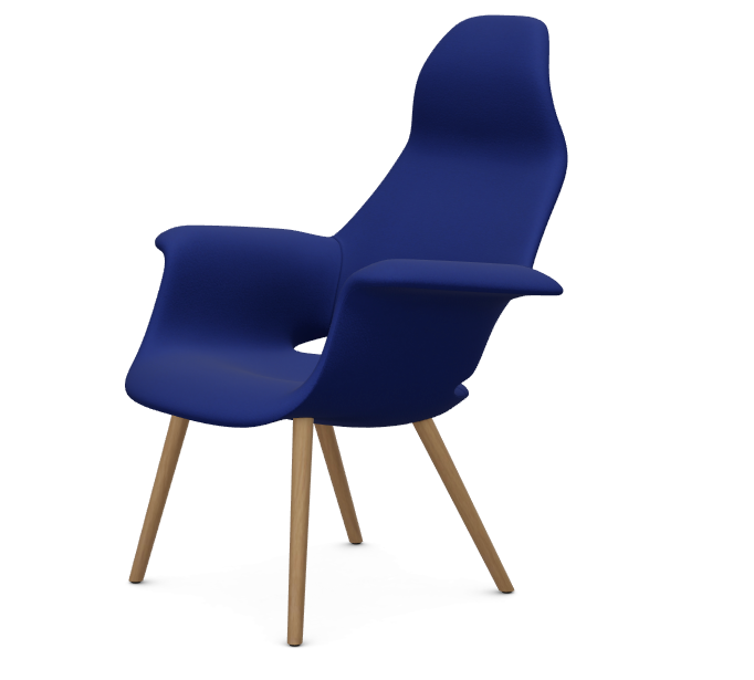 vitra fauteuil Organic Highback - onderstel essen naturel - essen naturel - Tonus royal blue