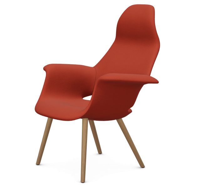 vitra fauteuil Organic Highback - onderstel essen naturel - essen naturel - Tonus dark orange