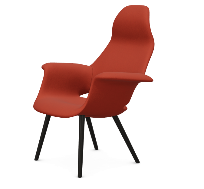 vitra fauteuil Organic Highback - onderstel essen zwart - essen zwart - Tonus dark orange