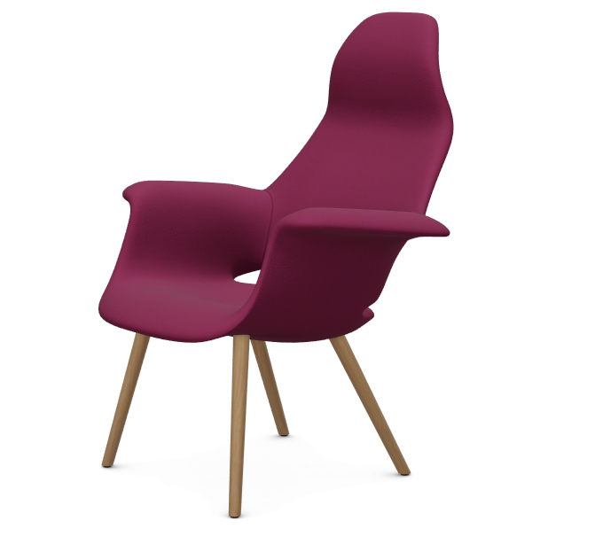 vitra fauteuil Organic Highback - onderstel essen naturel - essen naturel - Tonus hibiscus