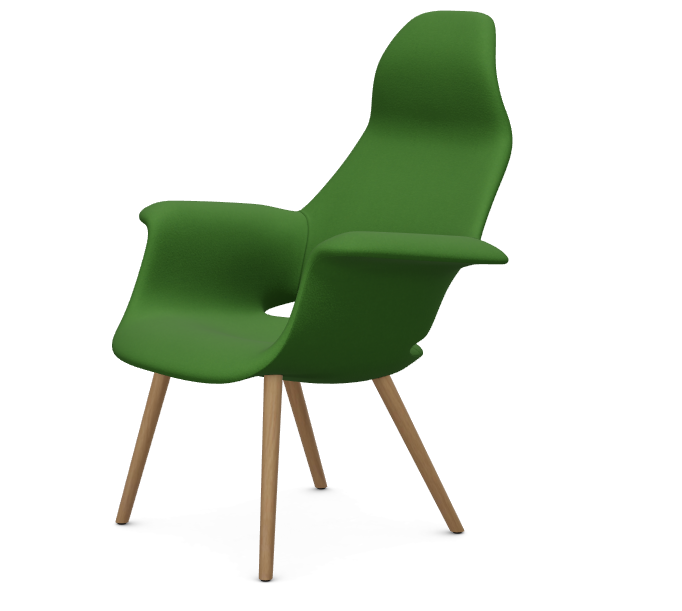 vitra fauteuil Organic Highback - onderstel essen naturel - essen naturel - Tonus grass green