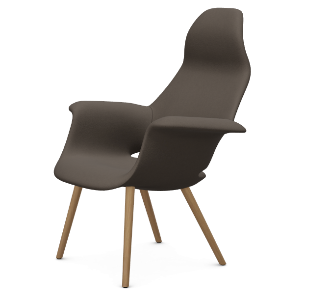 vitra fauteuil Organic Highback - onderstel essen naturel - essen naturel - Tonus truffle