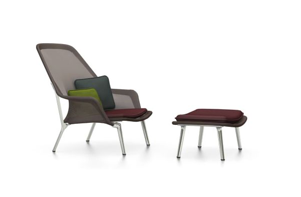 vitra fauteuil Slow Chair & ottoman - bruin