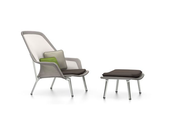 vitra fauteuil Slow Chair & ottoman - bruin - crème