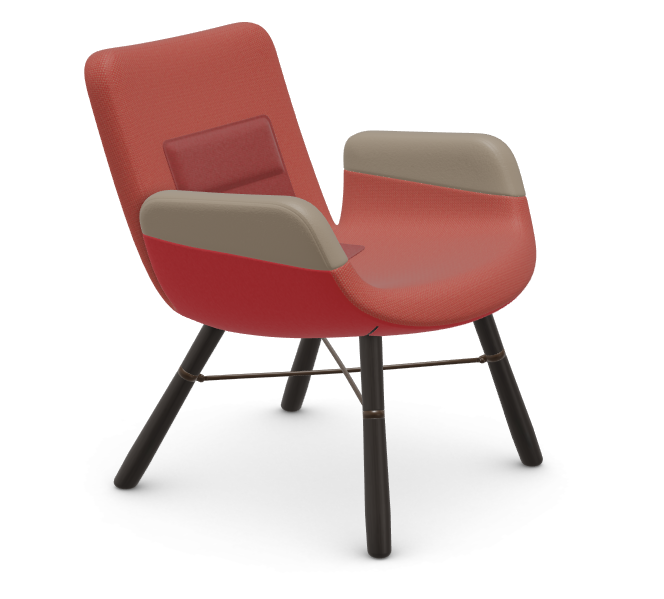 vitra East River Chair - red mix - donker eiken