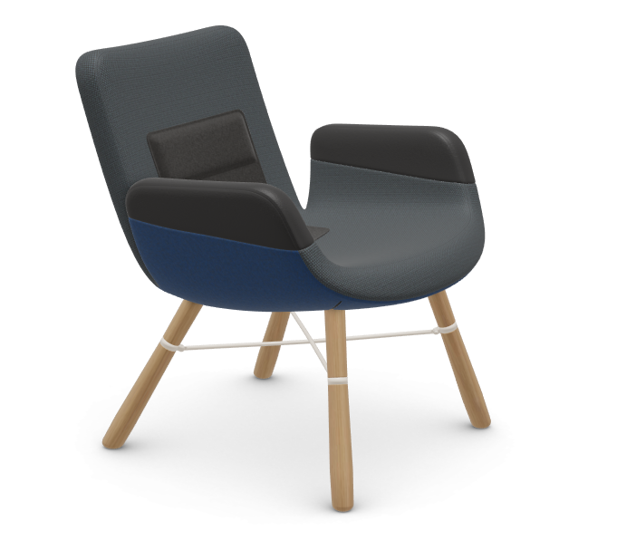 vitra East River Chair - blue mix - naturel eiken