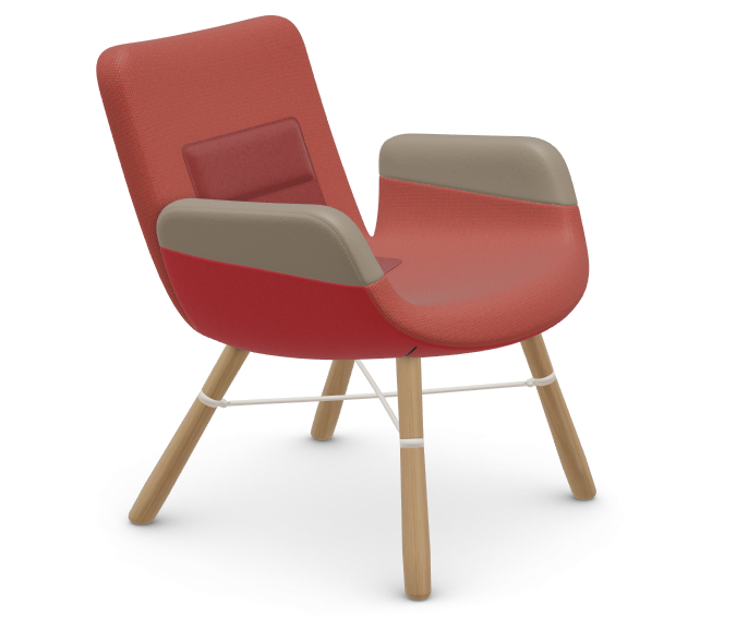 vitra East River Chair - red mix - naturel eiken