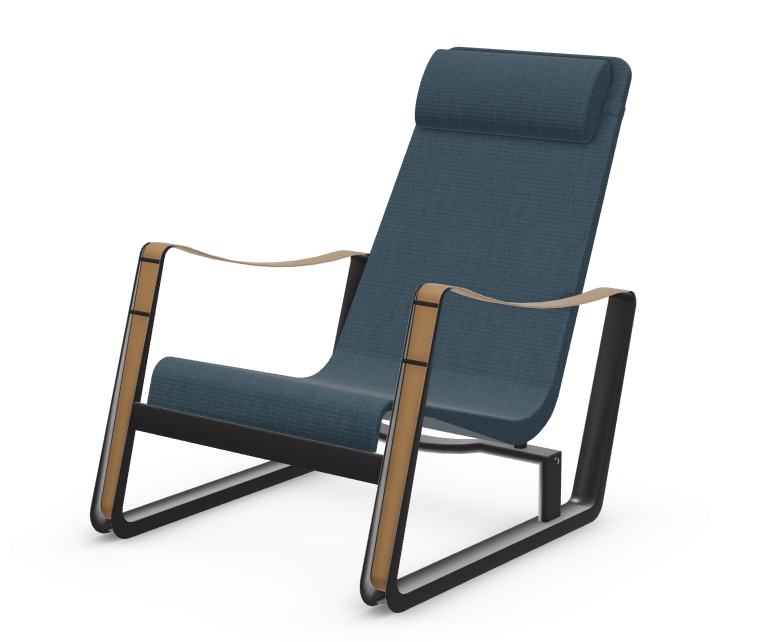 vitra Leunstoel Cité - diepzwart frame - blauwgrijs