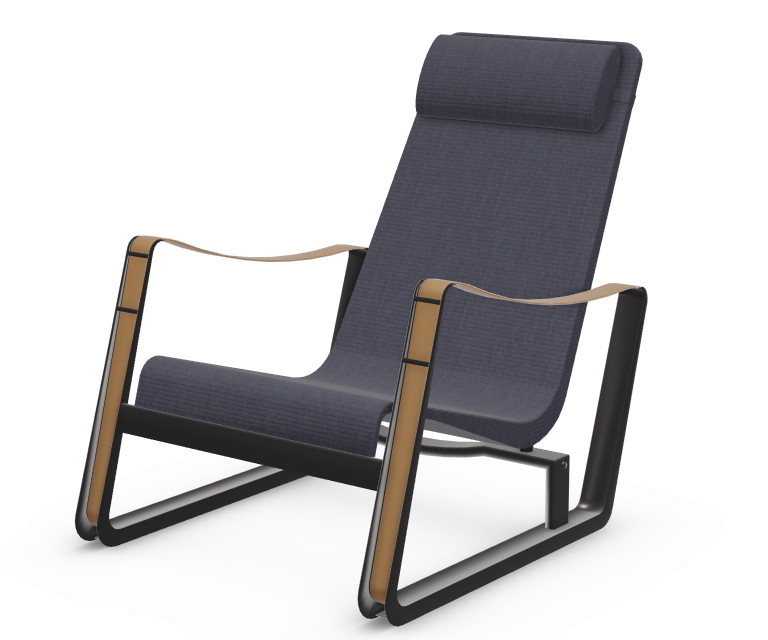 vitra Leunstoel Cité - diepzwart frame - blauw