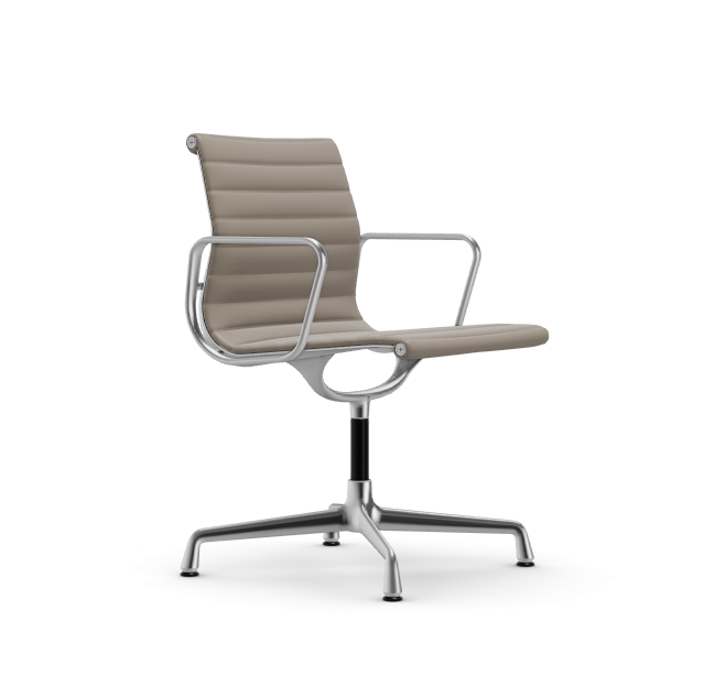 vitra Eames Aluminium Chair EA 104 - Dine - leder - sand leder - verchroomd onderstel