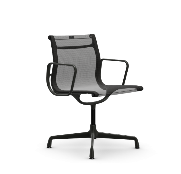 vitra Eames Aluminium Chair EA 104 - Dine - Netweave - Netweave nero - gecoat diepzwart onderstel