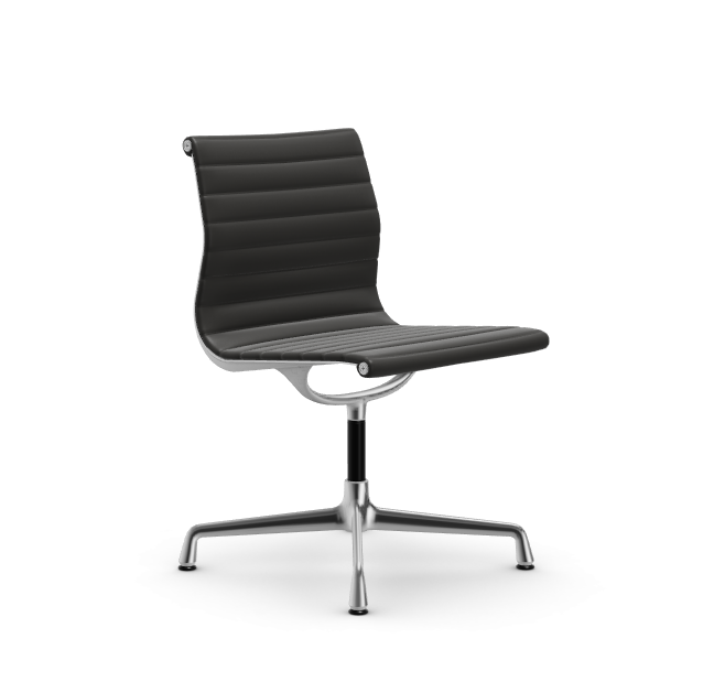 vitra Eames Aluminium Chair EA 101 - Dine - leder - nero leder - verchroomd onderstel