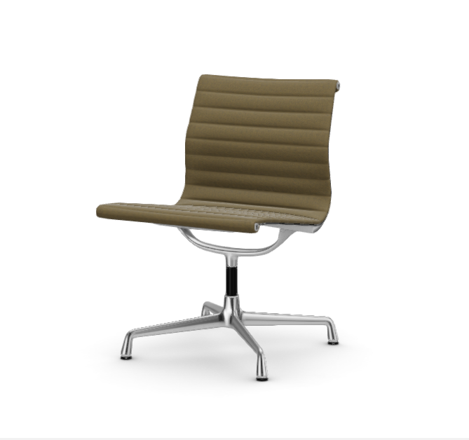 vitra Eames Aluminium Chair EA 105 - Conference - Hopsak - Hopsak dark grey/mustard - verchroomd onderstel