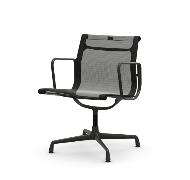 vitra Eames Aluminium Chair EA 108 - Conference - Netweave - Netweave nero - gecoat diepzwart onderstel