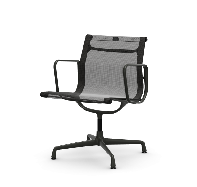 vitra Eames Aluminium Chair EA 108 - Conference - Netweave - Netweave darkgrey - gecoat diepzwart onderstel