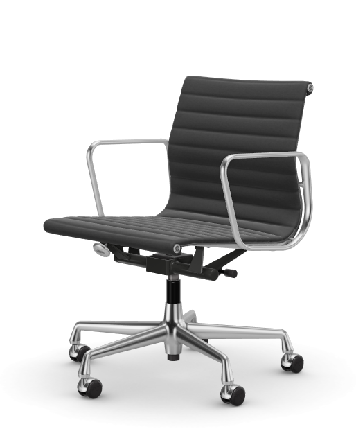 vitra Eames Aluminium Chair EA 117 - Work - Hopsak - Hopsak dark grey/nero - verchroomd onderstel