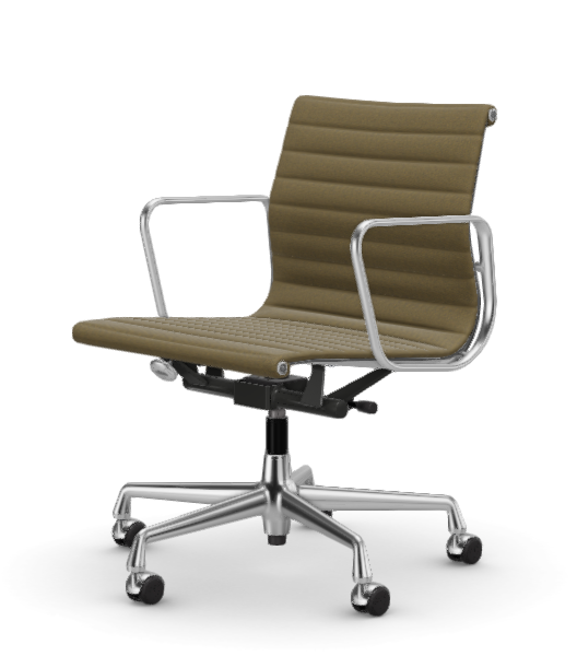 vitra Eames Aluminium Chair EA 117 - Work - Hopsak - Hopsak dark grey/mustard - verchroomd onderstel