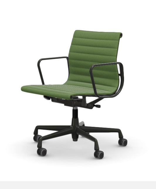 vitra Eames Aluminium Chair EA 118 - Work - Hopsak - Hopsak grass green/forest - gecoat diepzwart onderstel