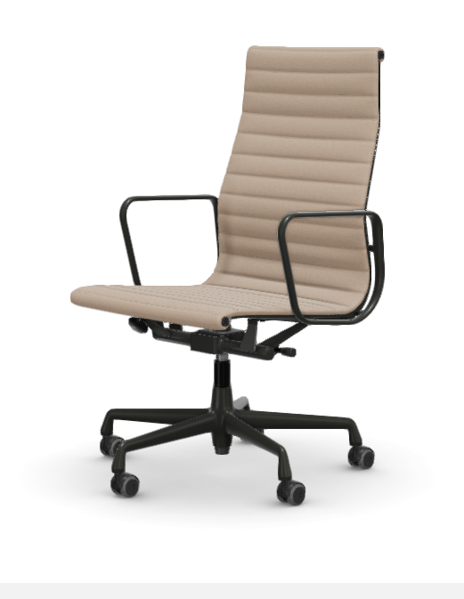 vitra Eames Aluminium Chair EA 119 - Work - Hopsak - Hopsak nude/ivory - gecoat diepzwart onderstel