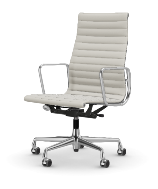 vitra Eames Aluminium Chair EA 119 - Work - leder - snow leder - verchroomd onderstel