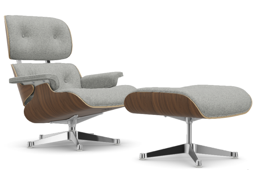 Eames Lounge Chair & Ottoman - wit notenhout / Nubia