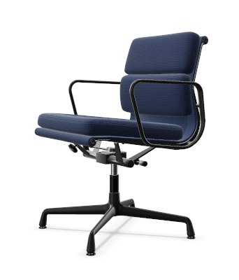 vitra Eames Soft Pad Chair EA 231 - Home Office - Laser RE - gecoat diepzwart onderstel - blue/more brown