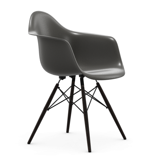 vitra Eames Fiberglass Armchair DAW - elephant hide grey - esdoorn zwart