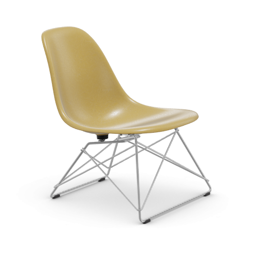 vitra Eames Fiberglass Side chair LSR - verchroomd - light ochre