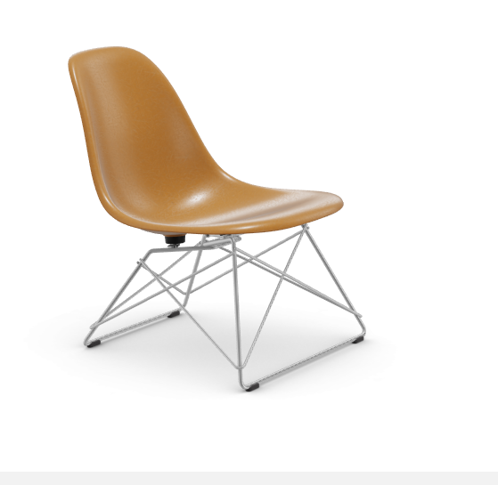 vitra Eames Fiberglass Side chair LSR - verchroomd - dark ochre