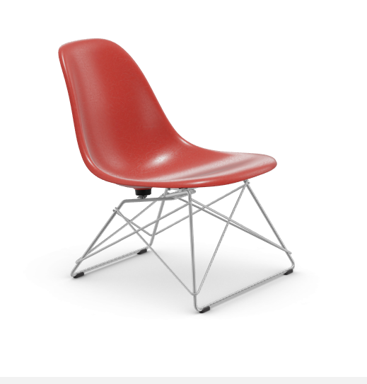 vitra Eames Fiberglass Side chair LSR - verchroomd - classic red