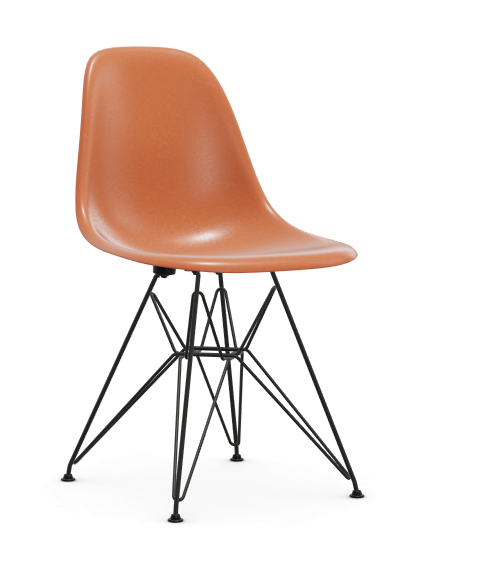 vitra Eames Fiberglass Side chair DSR - zwart - red orange