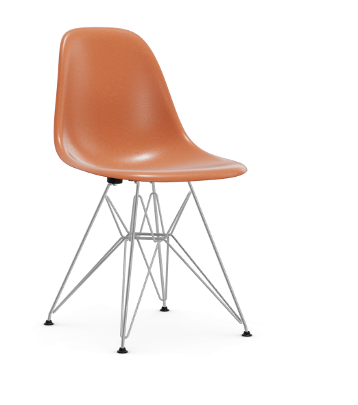 vitra Eames Fiberglass Side chair DSR - verchroomd - red orange