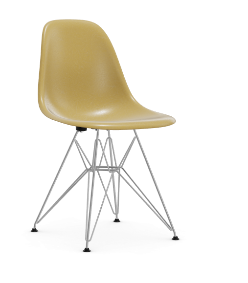 vitra Eames Fiberglass Side chair DSR - verchroomd - light ochre