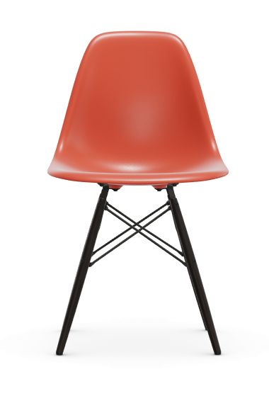 vitra Eames Plastic chair DSW RE - esdoorn zwart - poppy red RE