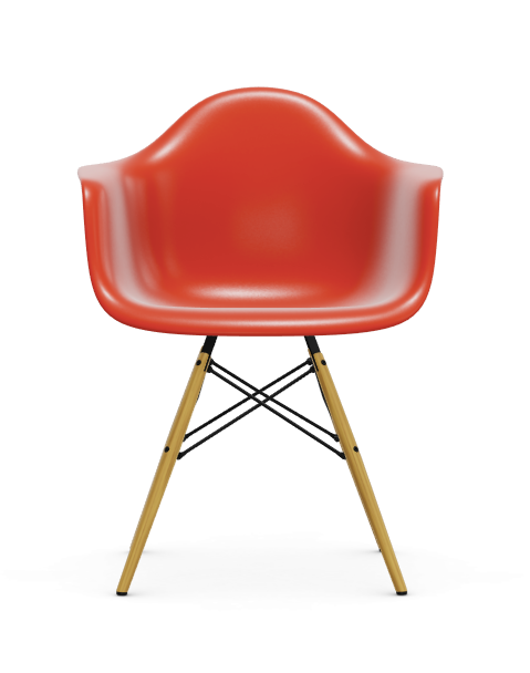 vitra Eames Plastic Armchair DAW RE - esdoorn licht - poppy red RE