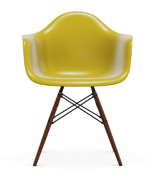 vitra Eames Plastic Armchair DAW RE - esdoorn donker - mustard RE