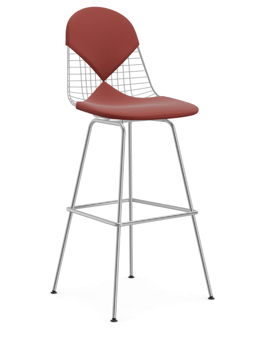 vitra Eames Wire Stool - high - chroom - bikini hopsak - red/cognac