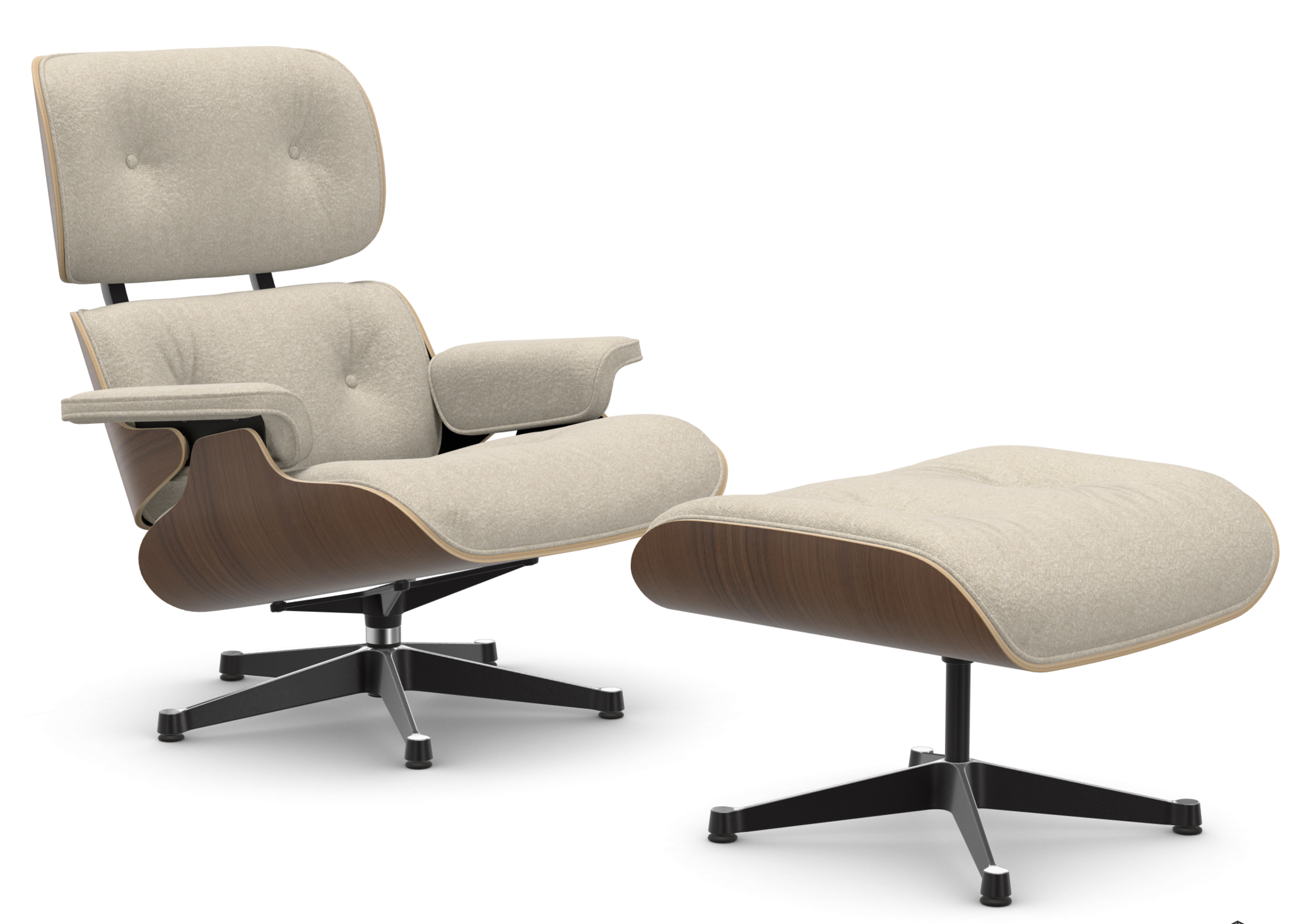 Eames Lounge Chair & Ottoman - zwart notenhout / Nubia