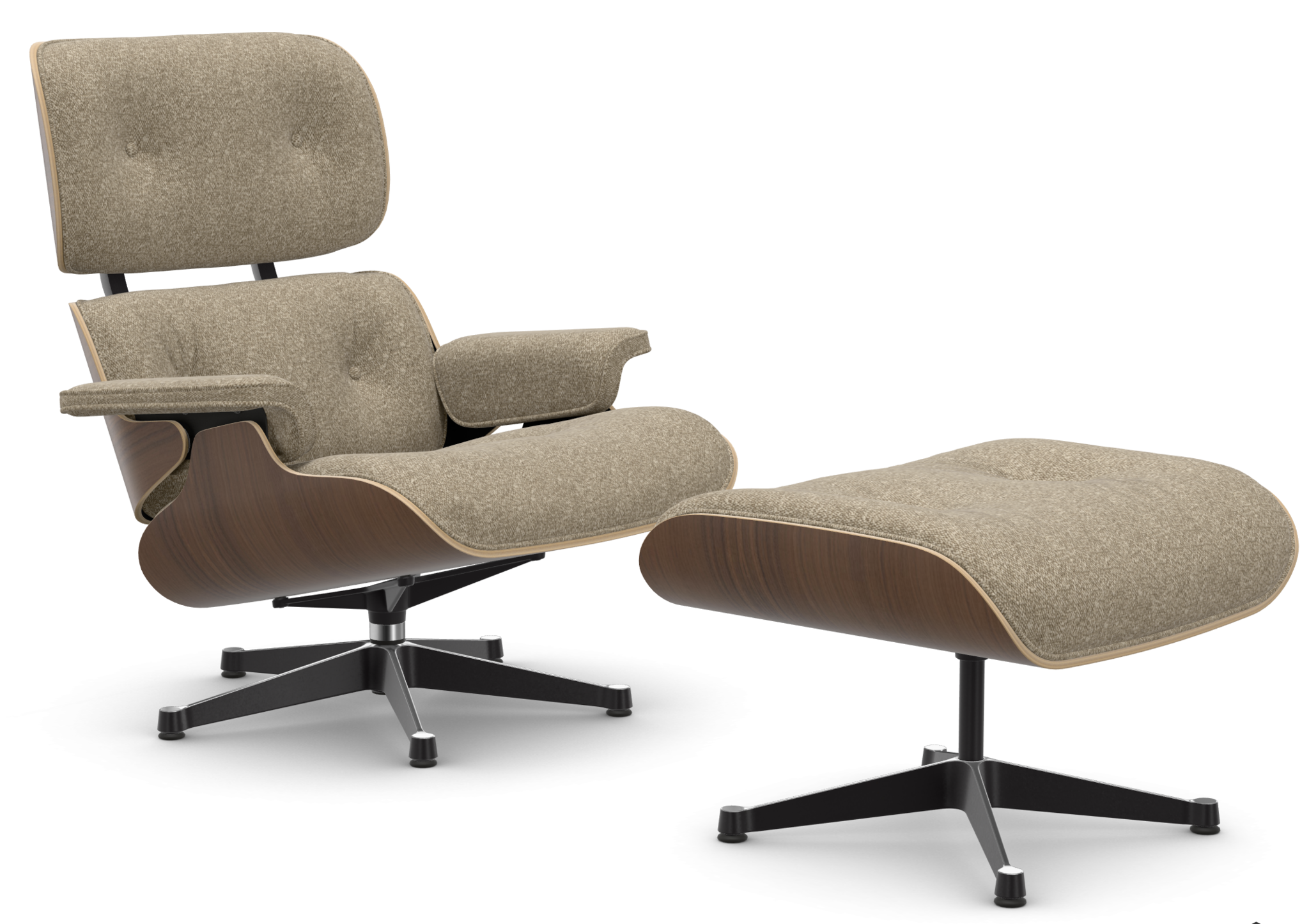 Eames Lounge Chair & Ottoman - zwart notenhout / Nubia